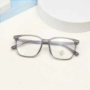 Monture de lunettes carrée anti-lumière bleue avec verres clairs, design élégant.