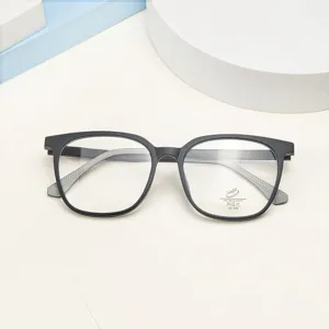 Detailed shot of anti-blue light TR90 optical glasses with stylish black square frames.