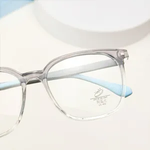 Clear frame anti-blue light glasses, retro square optical eyewear, TR90 material for daily wear.