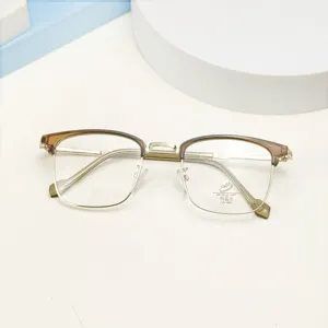 Detail view of stylish men women optical browline glasses frame with anti blue light lenses lightweight