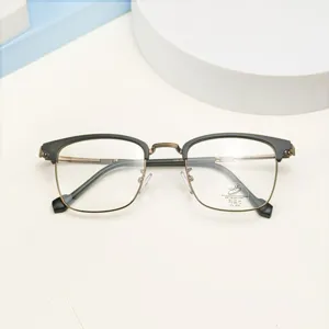 Men anti blue light optical glasses frame, stylish square half-frame design, lightweight and clear.