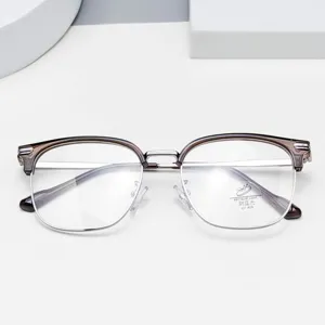 Classic semi-rimless anti-blue light glasses for stylish daily wear and office work.