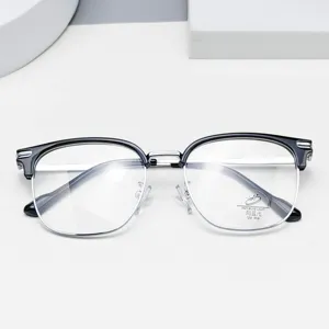 Stylish half-rim anti-blue light glasses frame for men and women, clear optical eyewear.