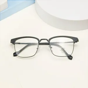 Unisex anti-blue light optical glasses frame stylish half frame metal acetate eyewear