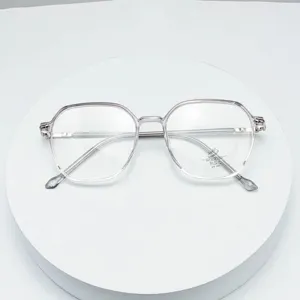 Clear multi-sided optical frame detail, anti-blue light lens close-up shot, minimalist design