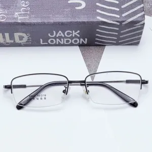 Montatura Occhiali Uomo Affari Memoria Titanio Semi-Rimless Quadrato Modello 9945