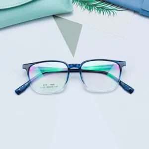 Montatura per occhiali da vista TR90 elegante con sfumatura blu per uomo e donna.