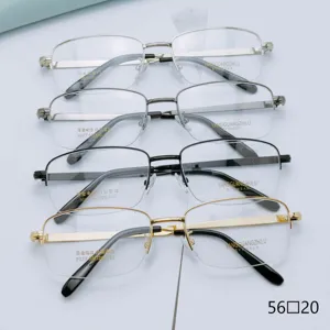 Men's square half-frame optical glasses frame thick gold plated business eyewear 3027