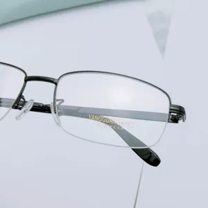 Men business semi-rimless glasses frame square metal optical frame for prescription