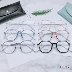 Montura de gafas opticas de puro titanio multifaz TR90 ligera para graduacion diaria.