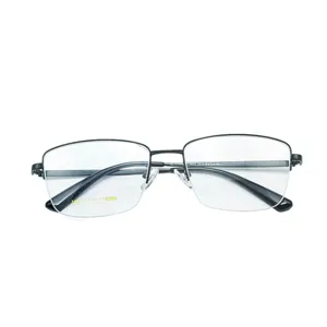 Montatura per occhiali da vista quadrata semi-rimless in titanio da uomo stile business.