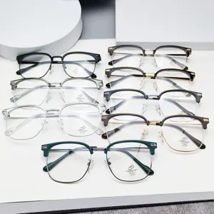 Anti-Blue Light Designer Glasses Frame For Men And Women Trendy Street Fashion Metal Optical Eyewear Clear Lens