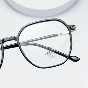 Classic polygonal TR90 anti-blue light eyeglasses frame for men and women stylish daily wear.