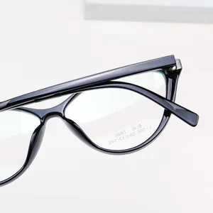 Lunettes anti-lumière bleue œil de chat noires stylées avec grande monture TR90 pour la mode.