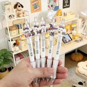 Cute Cartoon Rabbit Pendant Fragrant Gel Pen Set Black Ink Press Ballpoint Pens Student Stationery