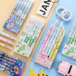 Pluma estilografica borrable para estudiantes con lindo diseno de dibujos animados y cartuchos.