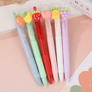 Cute fruit gel pens set with pastel colors and lovely animal fruit toppers for students gifts.