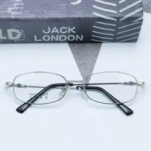 Business women's metal memory alloy full-frame optical glasses frame with clear lenses.