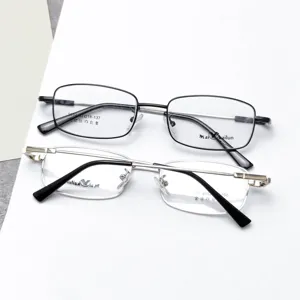 Vista detallada de gafas ópticas de hombre de aleación con memoria, diseño de negocios ligero.