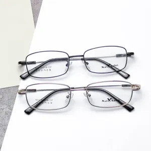 Montura de gafas de metal para hombre negocio cuadrado aleación memoria óptica gafas