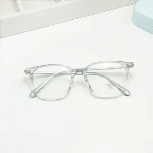 Clear square anti-blue light glasses, lightweight vintage optical frame for daily wear.