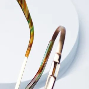 Monture de lunettes homme en titane design avec branches écaille et maillons métalliques.
