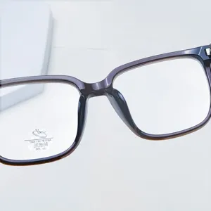Retro square TR90 optical glasses frame, anti-blue light clear lenses, large frame style.