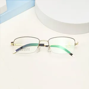 Herren Halbgerüst Titanlegierung Brillenrahmen Business leicht optische Brille Fassung