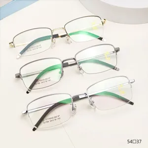 Herren Business Halbrand Titan Brillengestell Leichtes Metall Quadrat Optische Myopie Brille