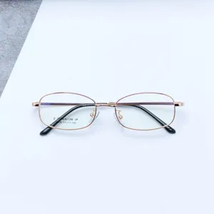 Monture de lunettes optique en alliage métallique pour homme, style élégant et classique.