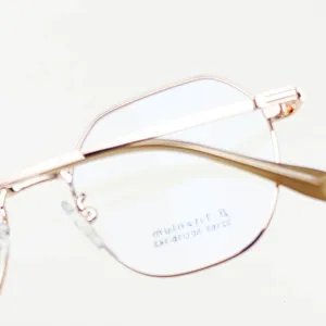 Retro polygon Titan Legierung kleine Fassung Brille, stilvolle Roségold Myopie Brille.