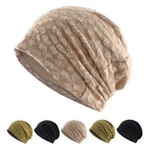 Bonnet Beanie Léger et Respirant d'Été pour Femmes Motif Zébré et Floral Casquette Souple Décontractée Couvre-Chef Mode