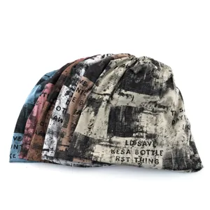 Bonnet slouchy imprimé décontracté pour femme, casquette streetwear fine respirante aux lettres.