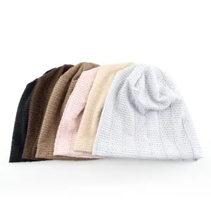 Japanese mesh slouchy beanie hat women breathable thin knit cap vintage solid color casual hat