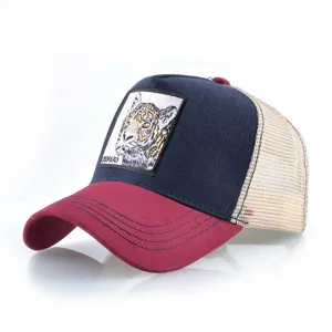 Casquette de baseball filet d'été unisexe avec patch léopard brodé élégant pour le plein air.