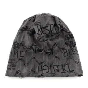 Mens womens slouchy knit beanie hat casual winter warm pull on skull cap detailed view.