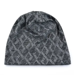Bonnet tricoté fin homme femme respirant slouchy foulard chapeau gris motif géométrique