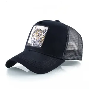 Casquette Trucker Homme Femme Maille Respirante Chapeau de Baseball Léopard Broderie Animal Patch Été Sport Extérieur