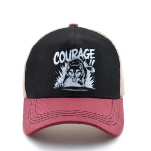 Casquette de baseball trucker en maille unisexe avec un motif de loup et impression.