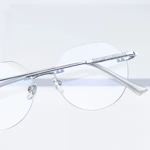 Puur titaan montuurloze bril groot montuur diamant geslepen optische brillen unisex
