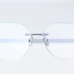 Puur titanen montuurloze brilmontuur, designer grote metalen bril voor heren en dames.
