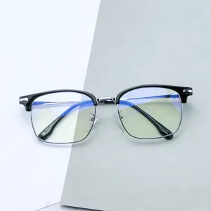 Montura de gafas retro TR90 cejas para hombres, elegante gafa óptica de medio aro para uso diario.