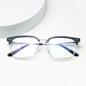 Classic half-rim blue light blocking glasses for men and women stylish optical frame