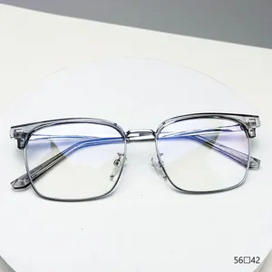 Men's Anti Blue Light Optical Glasses Frame TR Metal Retro Business Clear Eyewear Square Round Face Frame