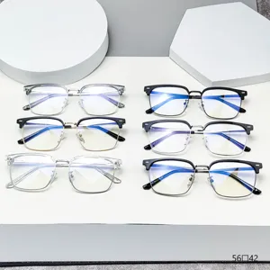 Lightweight blue light blocking glasses frames for men, stylish square browline optical eyewear.