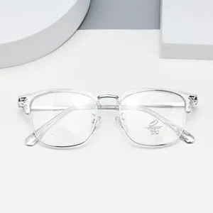 Clear frame anti-blue light glasses detail view, stylish eyewear frame for daily wear.