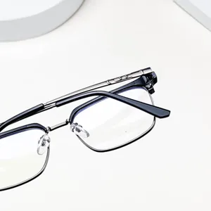 Men's lightweight square prescription eyeglasses frame, anti-blue light stylish optical glasses.