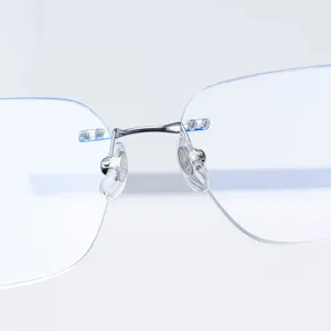 Monture de lunettes design sans monture en pur titane pour hommes et femmes grandes metallique.