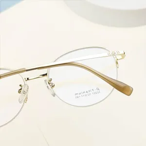 Montatura per occhiali semirimless in metallo ultra leggero per uomo e donna, occhiali da vista rotondi.