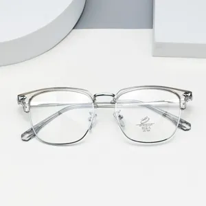 Clear lens anti blue light glasses frame minimalist browline designer eyewear for daily use.